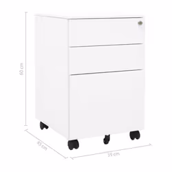 vidaXL Mobile File Cabinet White Steel Office File Storage Filing Cabinet - Additional view 9