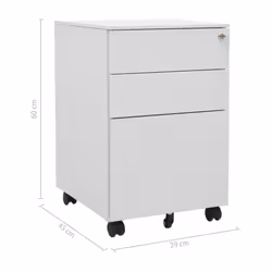 vidaXL Mobile File Cabinet Light Grey Steel Office File Storage Filing Cabinet - Additional view 9
