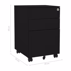 vidaXL Mobile File Cabinet Black Steel Office Storage Organiser Filing Cabinet - Additional view 10
