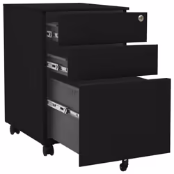 vidaXL Mobile File Cabinet Black Steel Office Storage Organiser Filing Cabinet - Additional view 5