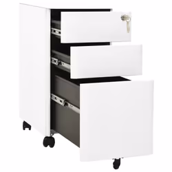 vidaXL Mobile File Cabinet White Steel Modern Office Storage Filing Cabinet - Additional view 6