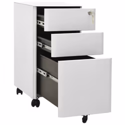 vidaXL Mobile File Cabinet Light Grey Steel Office Storage Filing Cabinet - Additional view 6
