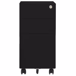 vidaXL Mobile File Cabinet Black Steel Modern Office Storage Filing Cabinet - Additional view 4