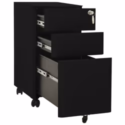 vidaXL Mobile File Cabinet Black Steel Modern Office Storage Filing Cabinet - Additional view 7