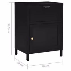 vidaXL Nightstand Black Steel and Glass Bedside Storage Cabinet Side Table - Additional view 10