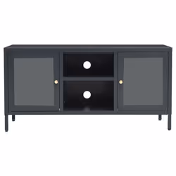 vidaXL TV Cabinet Anthracite Steel and Glass Stereo Cabinet TV Stand Lowboard - Additional view 4