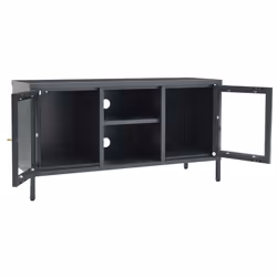 vidaXL TV Cabinet Anthracite Steel and Glass Stereo Cabinet TV Stand Lowboard - Additional view 7