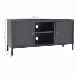 vidaXL TV Cabinet Anthracite Steel and Glass Stereo Cabinet TV Stand Lowboard - Additional view 9