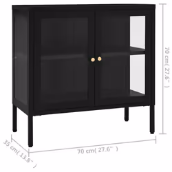 vidaXL Sideboard Black Steel and Glass Highboard Side Book Storage Cabinet - Additional view 10