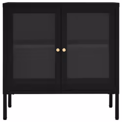 vidaXL Sideboard Black Steel and Glass Highboard Side Book Storage Cabinet