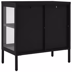 vidaXL Sideboard Black Steel and Glass Highboard Side Book Storage Cabinet - Additional view 6
