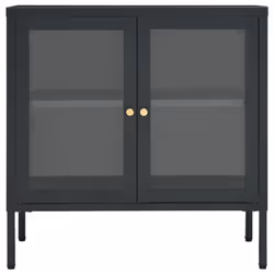 vidaXL Sideboard Anthracite Steel and Glass Highboard Book Storage Cabinet - Additional view 3