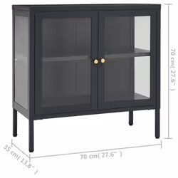 vidaXL Sideboard Anthracite Steel and Glass Highboard Book Storage Cabinet - Additional view 4