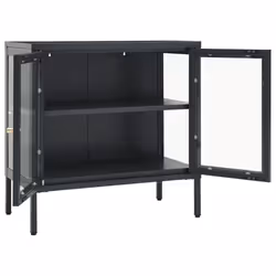 vidaXL Sideboard Anthracite Steel and Glass Highboard Book Storage Cabinet - Additional view 6