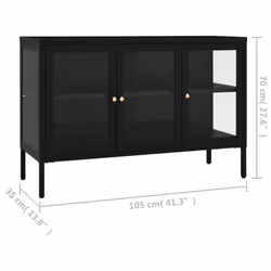 vidaXL Sideboard Black Steel and Glass Home Highboard Storage Book Cabinet - Additional view 10