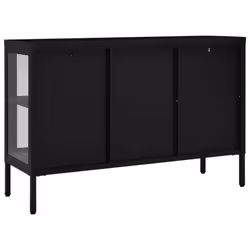 vidaXL Sideboard Black Steel and Glass Home Highboard Storage Book Cabinet - Additional view 3