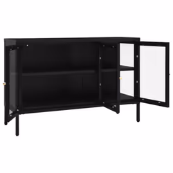 vidaXL Sideboard Black Steel and Glass Home Highboard Storage Book Cabinet - Additional view 4