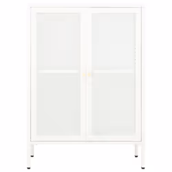 vidaXL Sideboard White Steel and Glass Home Highboard Storage Book Cabinet - Additional view 4
