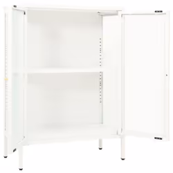 vidaXL Sideboard White Steel and Glass Home Highboard Storage Book Cabinet - Additional view 7