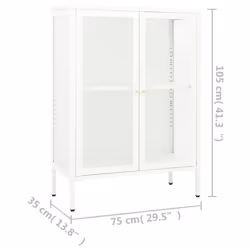 vidaXL Sideboard White Steel and Glass Home Highboard Storage Book Cabinet - Additional view 9