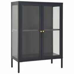vidaXL Sideboard Anthracite Steel and Glass Highboard Storage Book Cabinet