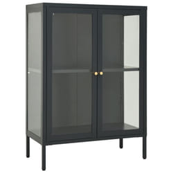 vidaXL Sideboard Anthracite Steel and Glass Highboard Storage Book Cabinet