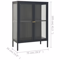vidaXL Sideboard Anthracite Steel and Glass Highboard Storage Book Cabinet