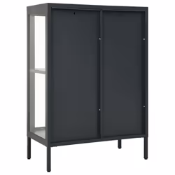 vidaXL Sideboard Anthracite Steel and Glass Highboard Storage Book Cabinet