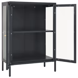 vidaXL Sideboard Anthracite Steel and Glass Highboard Storage Book Cabinet - Additional view 4