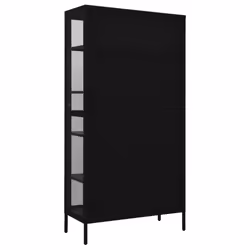vidaXL Display Cabinet Black Steel and Tempered Glass Side Storage Cabinet - Additional view 6