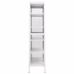 vidaXL Display Cabinet White Steel and Tempered Glass Side Storage Cabinet