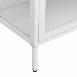 vidaXL Display Cabinet White Steel and Tempered Glass Side Storage Cabinet - Additional view 5