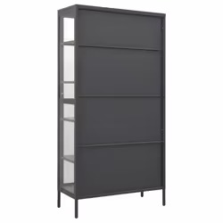vidaXL Display Cabinet Anthracite Steel & Tempered Glass Side Storage Cabinet - Additional view 4