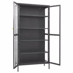 vidaXL Display Cabinet Anthracite Steel & Tempered Glass Side Storage Cabinet - Additional view 5