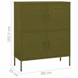 vidaXL Storage Cabinet Olive Green Steel Home Sideboard Cupboard Bookcase - Additional view 8