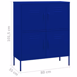 vidaXL Storage Cabinet Navy Blue Steel Living Room Sideboard Cupboard Bookcase - Additional view 8