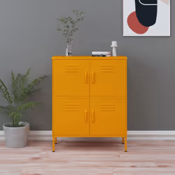 vidaXL Storage Cabinet Mustard Yellow Steel Home Sideboard Cupboard Bookcase
