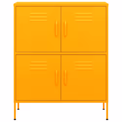 vidaXL Storage Cabinet Mustard Yellow Steel Home Sideboard Cupboard Bookcase