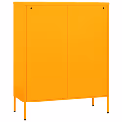 vidaXL Storage Cabinet Mustard Yellow Steel Home Sideboard Cupboard Bookcase - Additional view 5