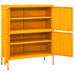 vidaXL Storage Cabinet Mustard Yellow Steel Home Sideboard Cupboard Bookcase - Additional view 6