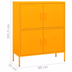 vidaXL Storage Cabinet Mustard Yellow Steel Home Sideboard Cupboard Bookcase - Additional view 8