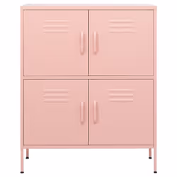 vidaXL Storage Cabinet Pink Steel Living Room Sideboard Cupboard Bookcase