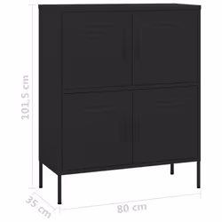 vidaXL Storage Cabinet Black Steel Living Room Sideboard Cupboard Bookcase - Additional view 8