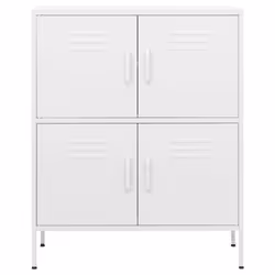 vidaXL Storage Cabinet White Steel Living Room Sideboard Cupboard Bookcase
