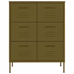vidaXL Drawer Cabinet Olive Green Steel Sideboard Bookcase Storage Cabinet