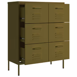 vidaXL Drawer Cabinet Olive Green Steel Sideboard Bookcase Storage Cabinet - Additional view 6