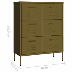 vidaXL Drawer Cabinet Olive Green Steel Sideboard Bookcase Storage Cabinet - Additional view 8