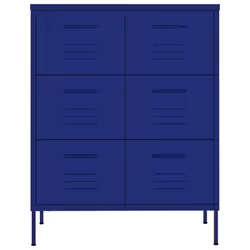 vidaXL Drawer Cabinet Navy Blue Steel Sideboard Bookcase Storage Side Cabinet