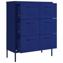 vidaXL Drawer Cabinet Navy Blue Steel Sideboard Bookcase Storage Side Cabinet - Additional view 6