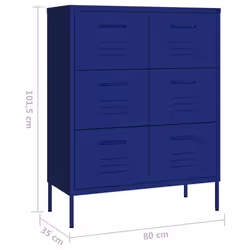 vidaXL Drawer Cabinet Navy Blue Steel Sideboard Bookcase Storage Side Cabinet - Additional view 8